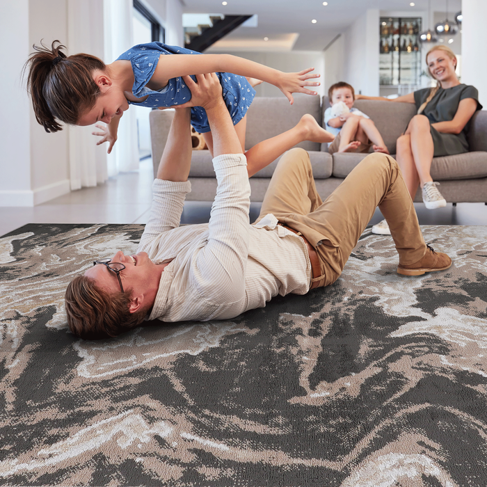 DTY Signature Collection 6X9 L.Brown /Abstract Non-Shedding Living Room Bedroom Dining Home Office Stylish and Stain Resistant Area Rug - DTYStore