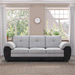 81.9″ Large size Three Seat Sofa,Modern Upholstered,Black leather paired with light gray velvet - DTYStore