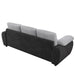 81.9″ Large size Three Seat Sofa,Modern Upholstered,Black leather paired with light gray velvet - DTYStore