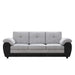 81.9″ Large size Three Seat Sofa,Modern Upholstered,Black leather paired with light gray velvet - DTYStore