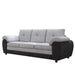 81.9″ Large size Three Seat Sofa,Modern Upholstered,Black leather paired with light gray velvet - DTYStore