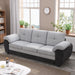 81.9″ Large size Three Seat Sofa,Modern Upholstered,Black leather paired with light gray velvet - DTYStore