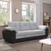 81.9″ Large size Three Seat Sofa,Modern Upholstered,Black leather paired with light gray velvet - DTYStore