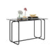 Rectangle Dining Table with Metal Frame, Tempered Glass for Kitchen Room Black