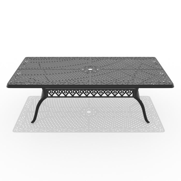9-Piece All-Weather Cast Aluminum Dining Set, Include 2 Swivel Chairs,6 Dining Chairs and Rectangular Table With Black Frame - DTYStore