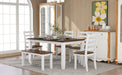 TREXM Rustic Style 6-Piece Dining Room Table Set with 4 Ergonomic Designed Chairs & a Bench (Walnut + Cottage White)