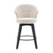 008-Wing Back Swivel Bar Stools Set of 2 - 25' Counter Height Adjustable Stools with Solid Wood Legs & Chenille Upholstery, Leveling Feet for Kitchen Island, Home Pub or Dining Room, White - DTYStore