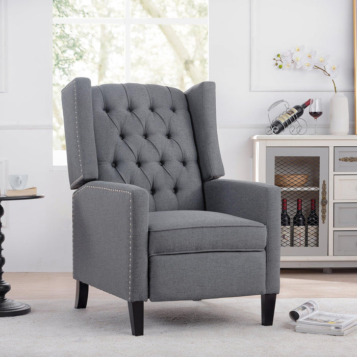 Manual Wing Chair Recliner - 27.16" Wide Comfort and Style for Your Living Space Grey