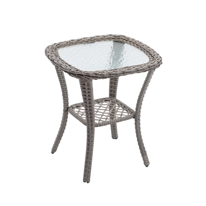3 Pieces Outdoor Swivel Rocker Patio Chairs, 360 Degree Rocking Patio Conversation Set with Thickened Cushions and Glass Coffee Table for Backyard, Grey - DTYStore