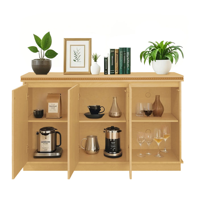 Classic Wooden Sideboard with Beaded Trim – Elegant Storage Cabinet for Dining or Living Room - DTYStore