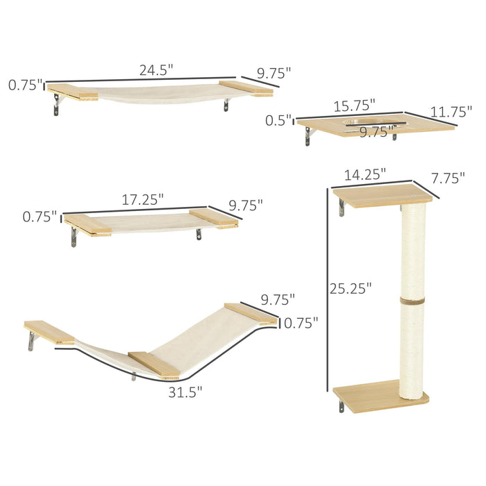 Unique Cat Tree Made From Cat Shelves with 8 Levels for More Height, Wall-Mounted Cat Tree Climbing Playground with Cat Hammocks, Modern Cat Tree