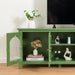 71-inch stylish TV cabinet,Entertainment CenterTV stand,TVConsoleTable, Media Console,solidwood frame,Changhong glass door,Metal handle,antique green,for the children's room,bedroom Living Room