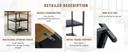 47.3-inch diameter modern splicing circular dining table - double-layer storage, wood and black fan-shaped diagonal color matching design, interpreting home aesthetics and practicality. - DTYStore