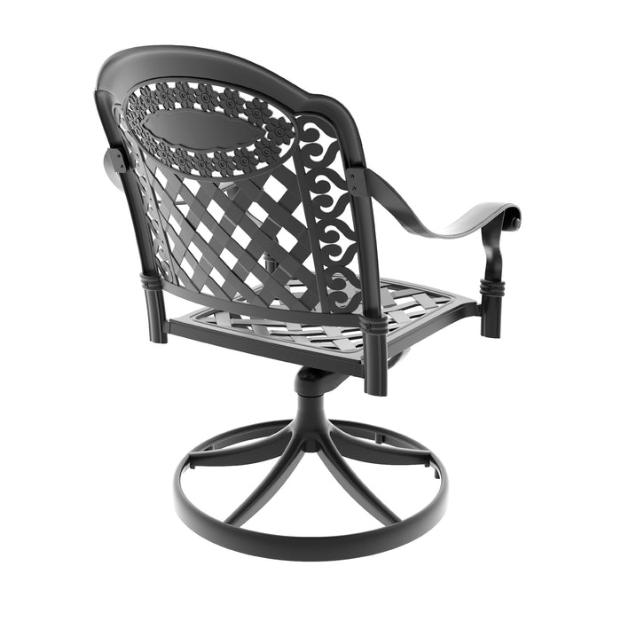 Cast Aluminum Patio Swivel Chair 2PCS With Black Frame and Cushions In Random Colors - DTYStore