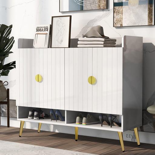 11-Tier Shoe Storage Cabinet with Adjustable Shelves, Modern Wooden Organizer for Entryway - DTYStore