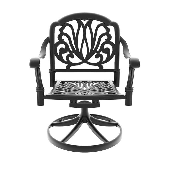 9-Piece All-Weather Cast Aluminum Dining Set, Include 2 Swivel Chairs,6 Dining Chairs and Rectangular Table With Black Frame - DTYStore