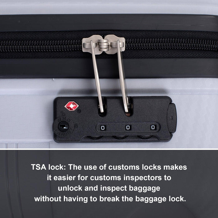 Hardshell Suitcase Spinner Wheels PP Luggage Sets Lightweight Durable Suitcase with TSA Lock,3-Piece Set (20/24/28) ,Silver