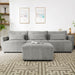 113.3" Convertible Sectional Sofa Couch 3-Seat L-Shaped with Movable Ottoman and USB