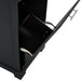 Fluted Kitchen Island with Trash Can Storage Cabinet, Power Outlet, Internal Storage Rack, Rolling Kitchen Islands on 5 Wheels with 3 Drawer, 3 Open Side Racks for 10 Gallon Garbage Bin, Black - DTYStore