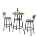 Round Bar Stool Set With Shelf, Upholstered Stool With Backrest Grey, 23.62'' W x 23.62'' D x 35.43'' H.