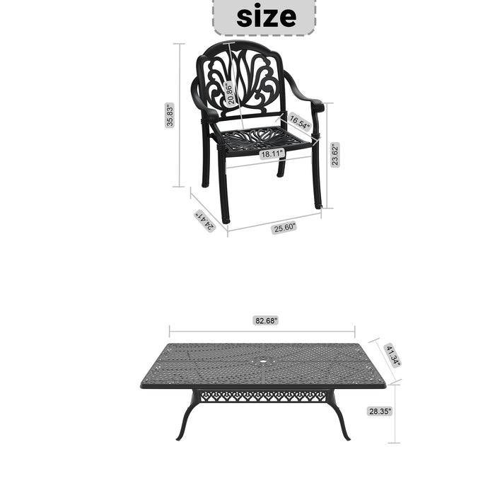 (Cushions In Random Colors)9-Piece Set Of Cast Aluminum Patio Furniture With Cushions - DTYStore