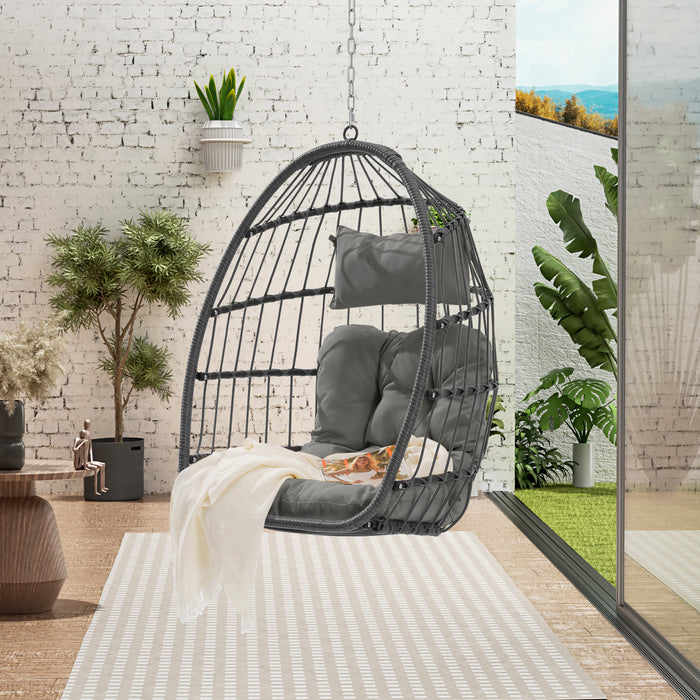 Outdoor Garden Rattan Egg Swing Chair Hanging Chair - DTYStore