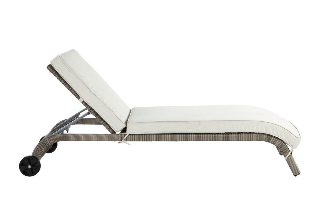 Salena Beige Fabric & Gray Finish Patio Sun Lounge - DTYStore
