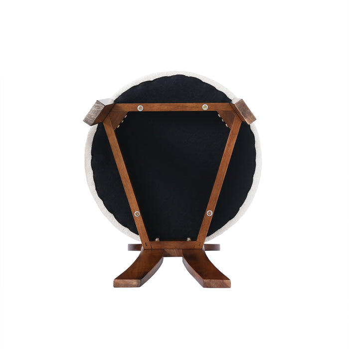 Vintage Rubber Solid Wood Dining Chair, Sheep Plush Dining Chair, Armless Dining Chair, Suitable For Small Home Dressing Room Model Room, Natural(Set Of 2) - DTYStore