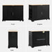 Fluted Kitchen Island with Trash Can Storage Cabinet, Power Outlet, Internal Storage Rack, Rolling Kitchen Islands on 5 Wheels with 3 Drawer, 3 Open Side Racks for 10 Gallon Garbage Bin, Black - DTYStore