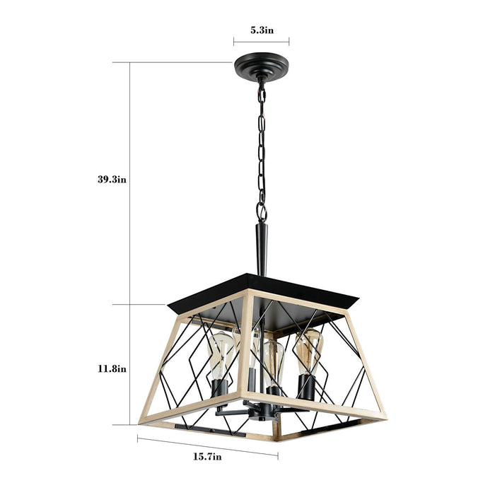 4-Light Farmhouse Chandeliers For Dining Room Oak(No Bulbs) NEW SKU :W1340P206639