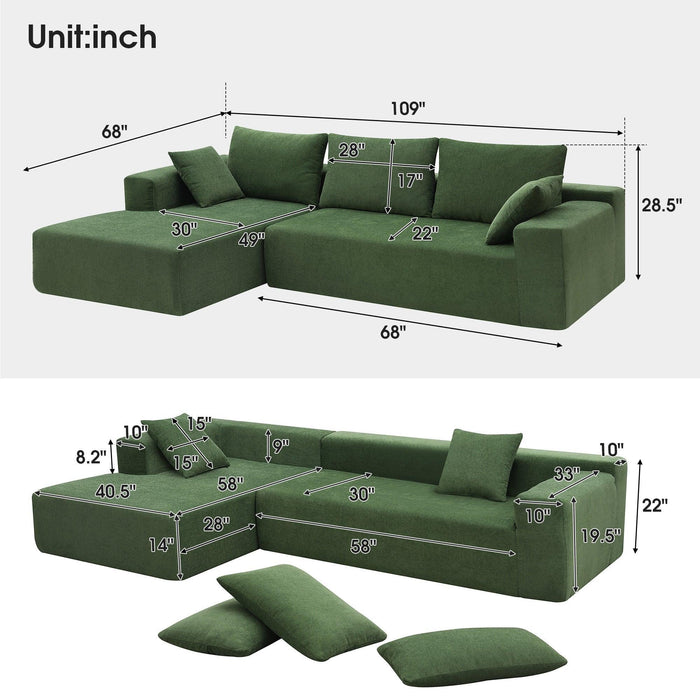 Modular Sectional Living Room Sofa Set, Modern Minimalist Style Upholstered Couch,2 PC Free Combination