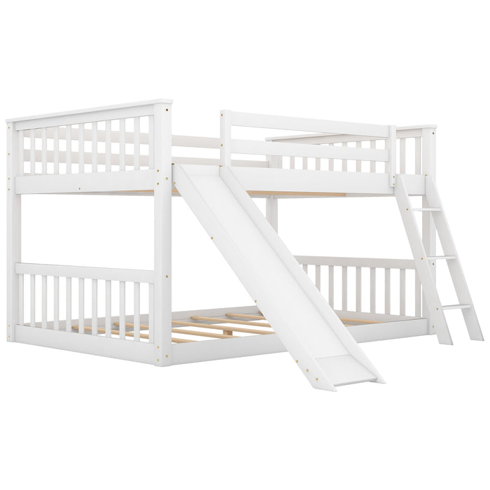Full over Full Bunk Bed with Convertible Slide and Ladder, White(Old SKU: GX000708AAK) - DTYStore