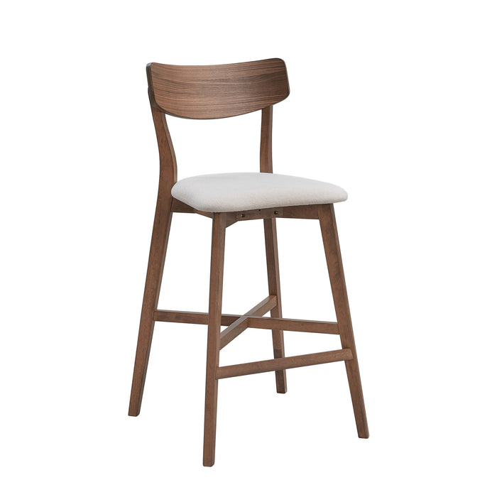 Wooden Bar Chairs Set of 2, Modern Soft Upholstered Kitchen Island Chairs, Counter Height Stool with Backrest,Wooden Frame Chairs with Footrest for Pub,Living Room,Restaurant,Walnut - DTYStore