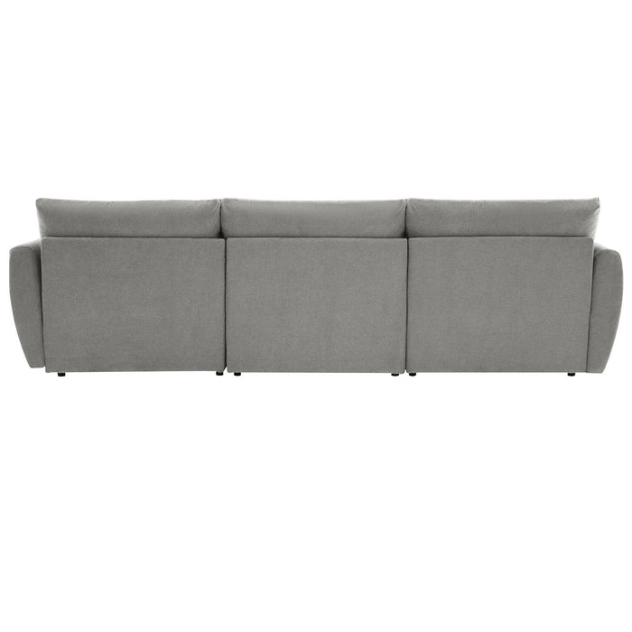 113.3" Convertible Sectional Sofa Couch 3-Seat L-Shaped with Movable Ottoman and USB