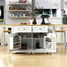 48inch Large Kitchen Island with 2 Bar Stools, Power Outlet, Door Internal Storage Rack, Kitchen Storage Cart on 5 Wheels with Drop Leaf, 5 Open Side Racks, 2 Drawers,for Kitchen,Dining Room,White - DTYStore