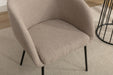 039-Set of 1 Boucle Fabric Dining Chair With Black Metal Legs,Light Coffee - DTYStore