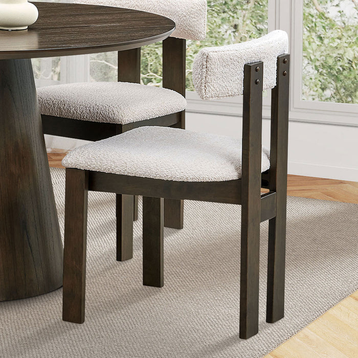 Wooden Dining Chairs Set of 2, Modern Boucle Upholstered Kitchen Side Chairs,Mid Century Modern Kitchen Chairs with Open Back Farmhouse Wooden Side Chairs for Dining Room,Living Room,Restaurant - DTYStore