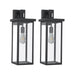 Set of 2 Modern Outdoor Wall Lanterns with Black Metal Frame and Clear Glass, Weatherproof Wall Sconces for Porch, Garage, or Entryway Lighting, E26 Bulb Compatible - DTYStore