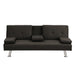 Sofa Bed with Armrest two holders WOOD FRAME, STAINLESS LEG, FUTON BROWN PVC,DARK BROWN