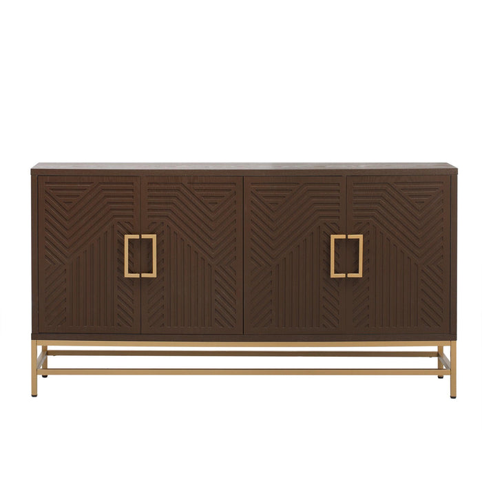 Retro Style Sideboard with Adjustable Shelves, Rectangular Metal Handles and Legs for Kitchen, Living Room, and Dining Room