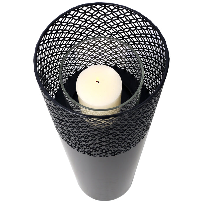 Lantern Column, Set of 2, Decorative Column for Garden in Industrial Design, Lantern for Outdoor and Indoor, Lantern Including Candles, Oriental, 37 1/2+ 29 1/2 in - DTYStore