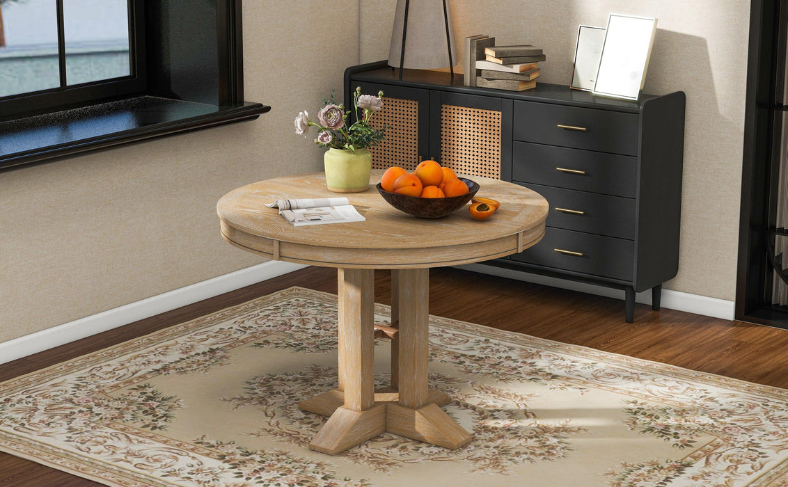 Farmhouse Dining Table Extendable Round Table for Kitchen, Dining Room