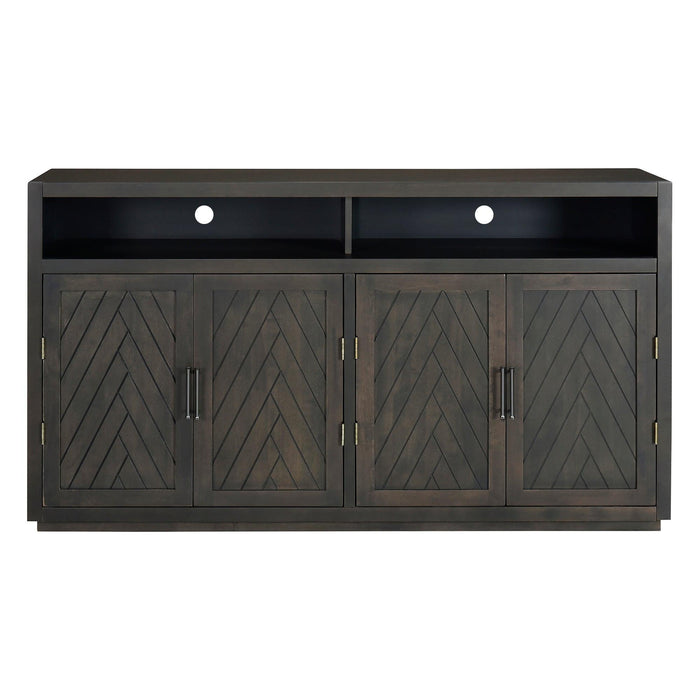 TREXM 4-door Classic Sideboard with Open Storage and Adjustable Shelves Perfect for kitchens, living rooms (Grey Brown)