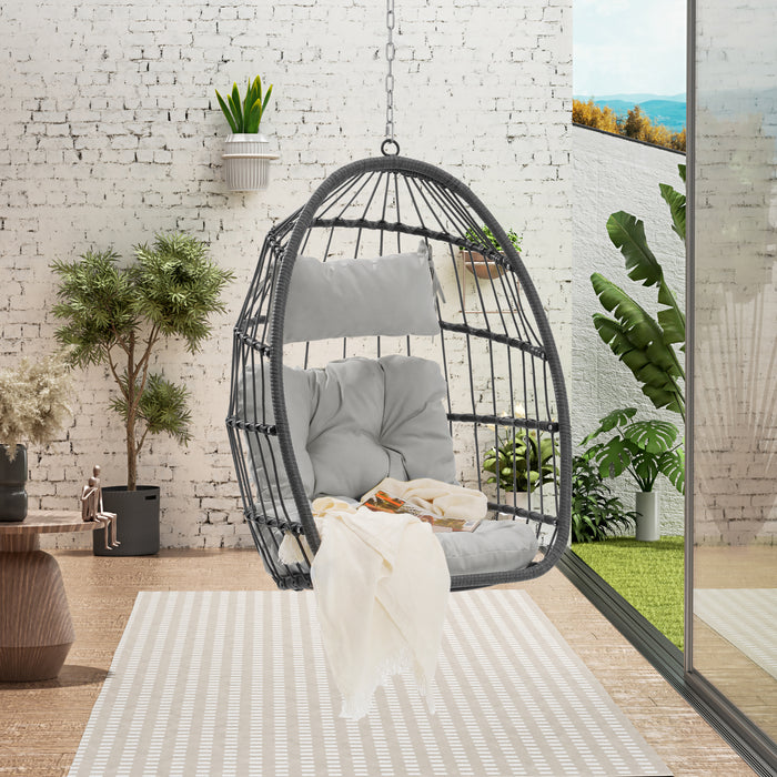 Outdoor Garden Rattan Egg Swing Chair Hanging Chair Wood - DTYStore