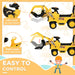 Kids Excavator Ride-on Pulling Cart with Sound Effects, Kids Digger Sit n Scoot Ride-on Toy for Toddler or Preschool Age with Under-Seat Storage, Treaded Wheels