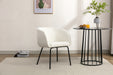 039-Set of 1 Boucle Fabric Dining Chair With Black Metal Legs,Ivory - DTYStore