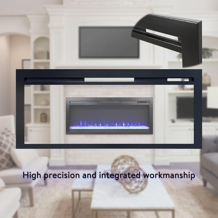 44 inch in wall recessed electric fireplace with remote and multi color flame & emberbed, LED light heater - DTYStore