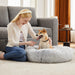 Anti-Slip Round Fluffy Plush Faux Fur Cat Bed, Small gray - DTYStore