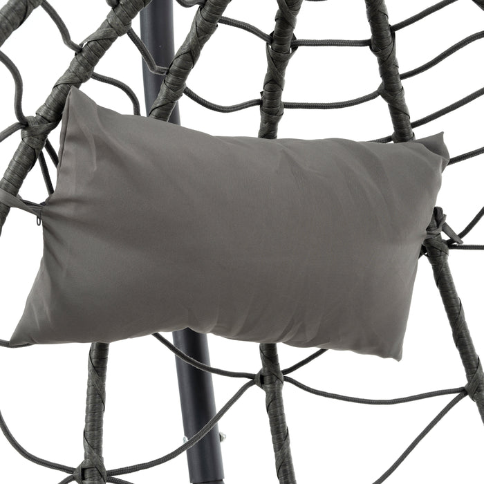 Egg Chair with Stand Indoor Outdoor Swing Chair Patio Wicker Hanging Egg Chair Hanging Basket Chair with Stand for Bedroom Living Room Balcony - DTYStore