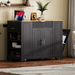 Fluted Kitchen Island with Trash Can Storage Cabinet, Power Outlet, Internal Storage Rack, Rolling Kitchen Islands on 5 Wheels with 3 Drawer, 3 Open Side Racks for 10 Gallon Garbage Bin, Black - DTYStore